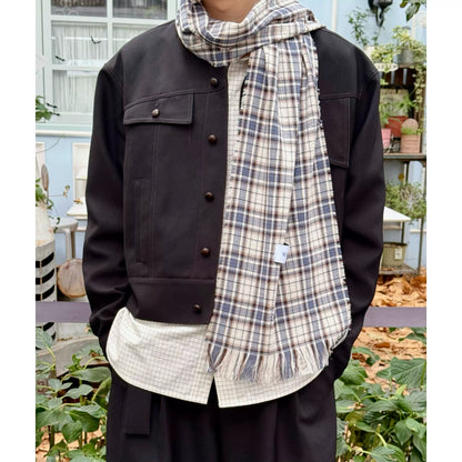 PLAID FRINGE SCARF