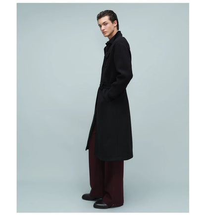 KNIT PANEL LONG COAT ブラック