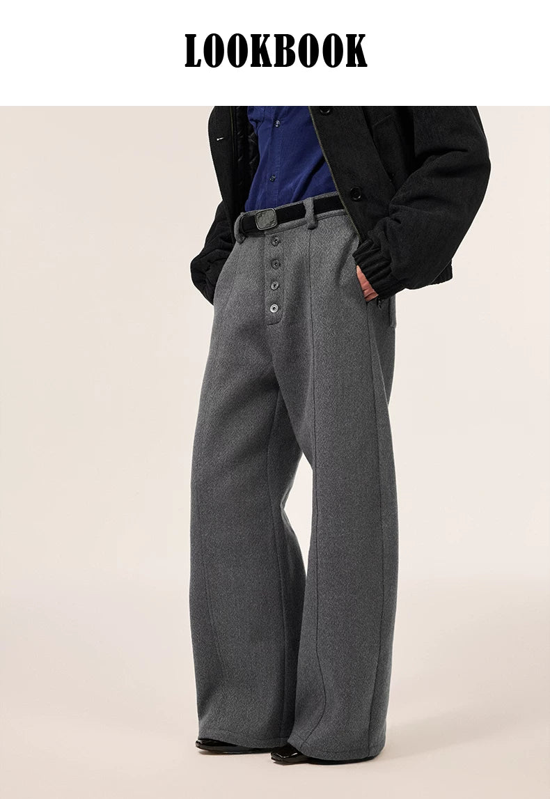 BUTTON FLY WOOL BLEND WIDE PANTS 6