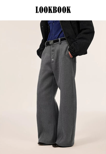 BUTTON FLY WOOL BLEND WIDE PANTS 6