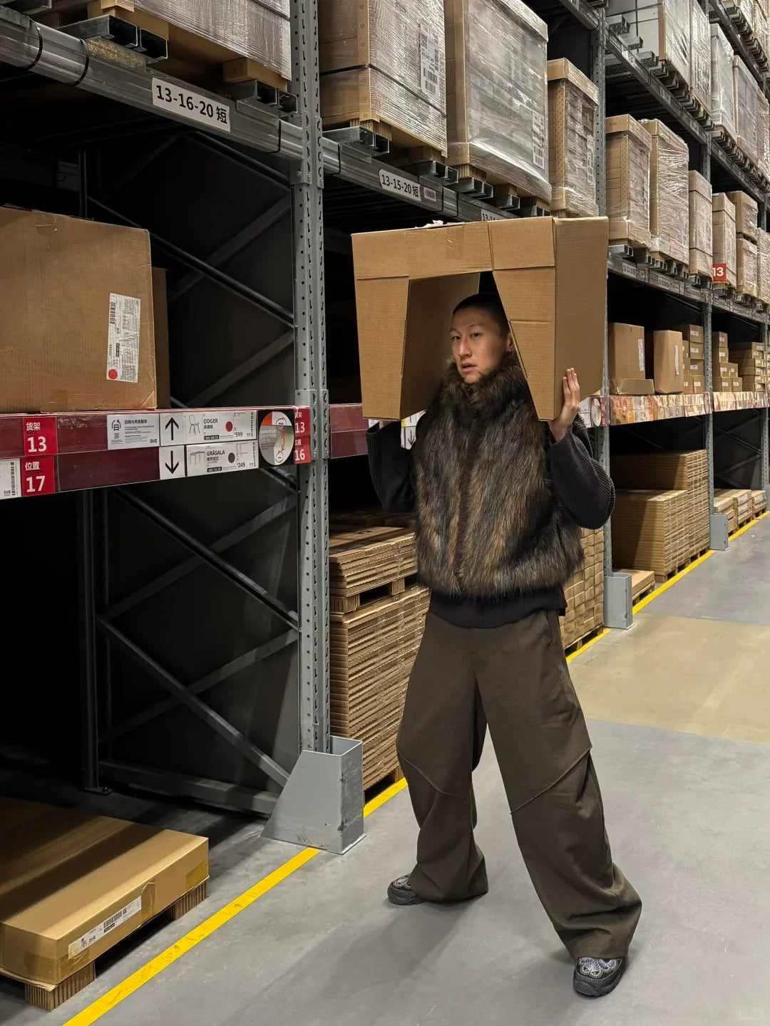 CURVED PATCHWORK LOOSE PANTS