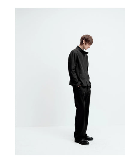 CURVED PLACKET STAND-UP JACKET