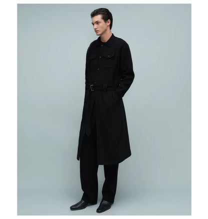 KNIT PANEL LONG COAT ブラック