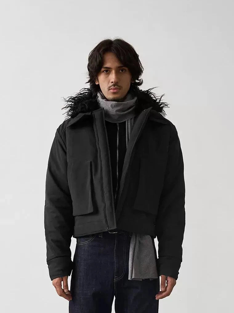 BRUSHED FUR COLLAR JACKET