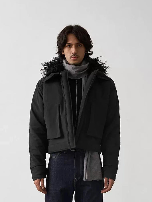 BRUSHED FUR COLLAR JACKET