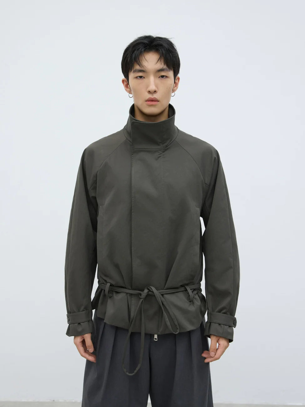 BELTED HIGH NECK JACKET