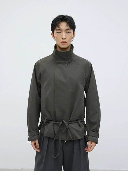 BELTED HIGH NECK JACKET