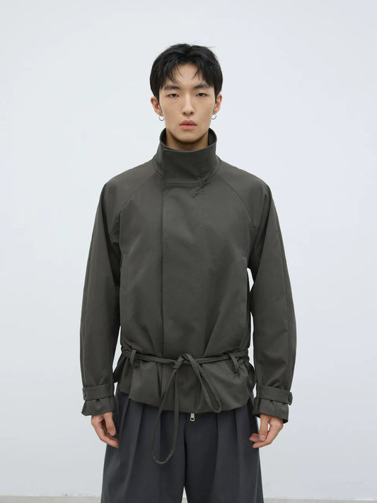 BELTED HIGH NECK JACKET