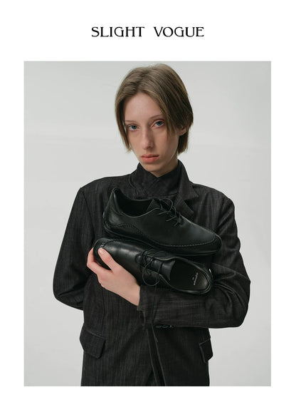 CURVED STITCH LEATHER RACING SHOES ブラック
