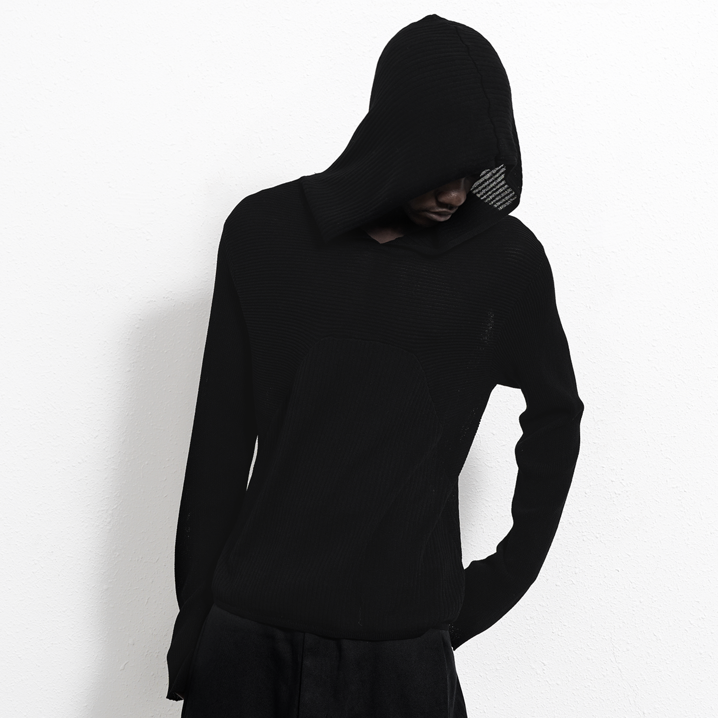 SHEER STRIPED HOODIE SWEATSHIRT