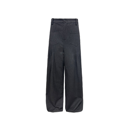 PLEATED WIDE LEG CASUAL PANTS