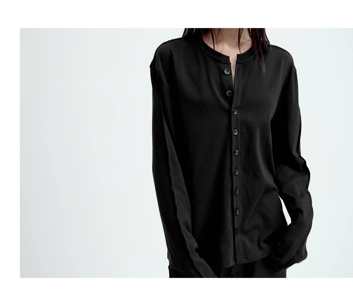 SATIN-TRIM LAYERED CARDIGAN