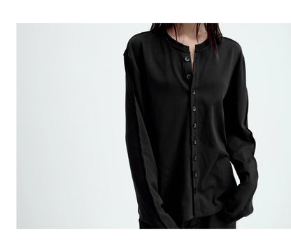 SATIN-TRIM LAYERED CARDIGAN