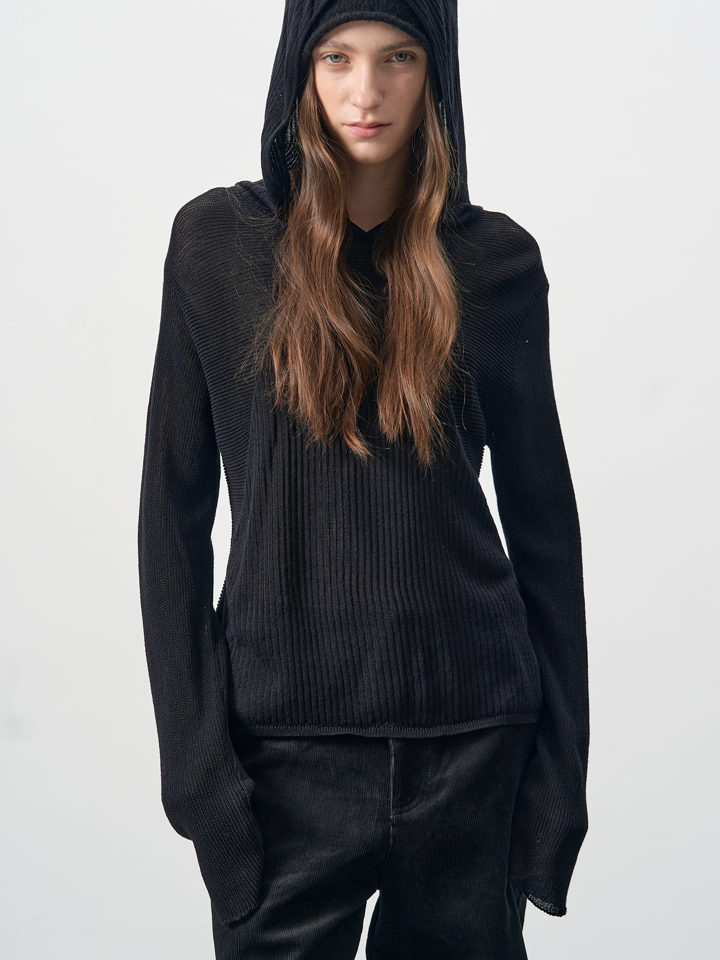 SHEER STRIPED HOODIE SWEATSHIRT