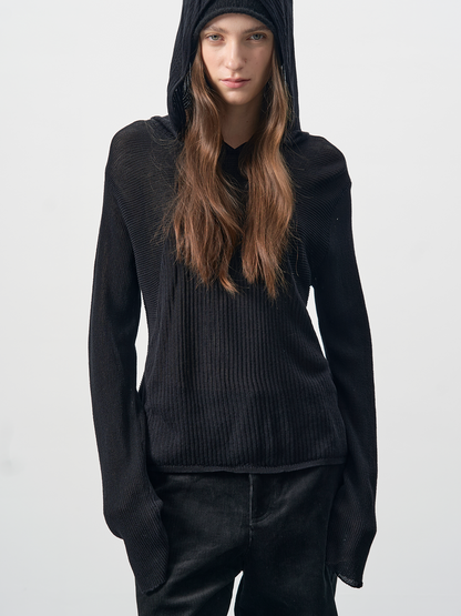 SHEER STRIPED HOODIE SWEATSHIRT