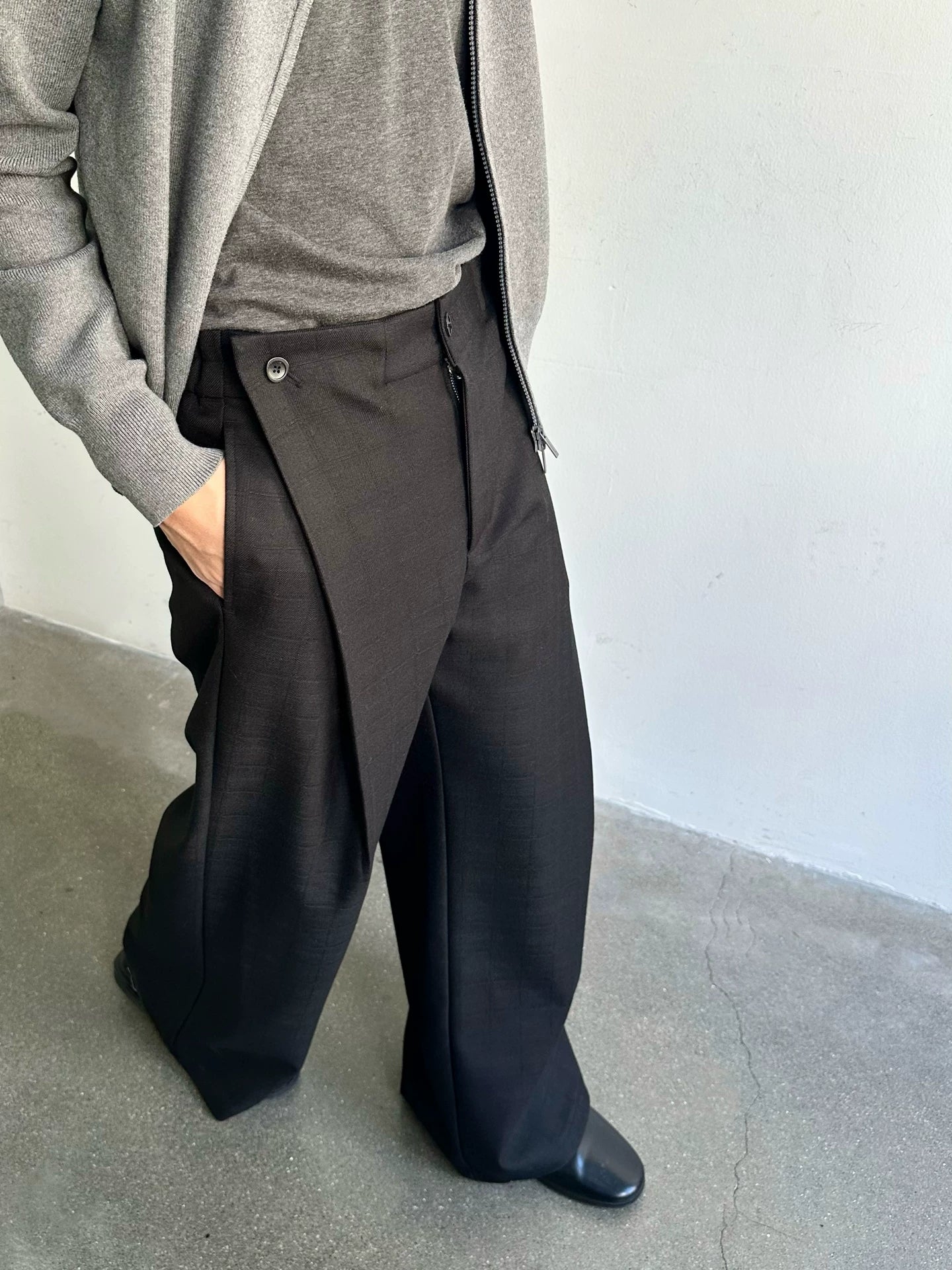CASUAL WIDE LEG PLAID PANTS