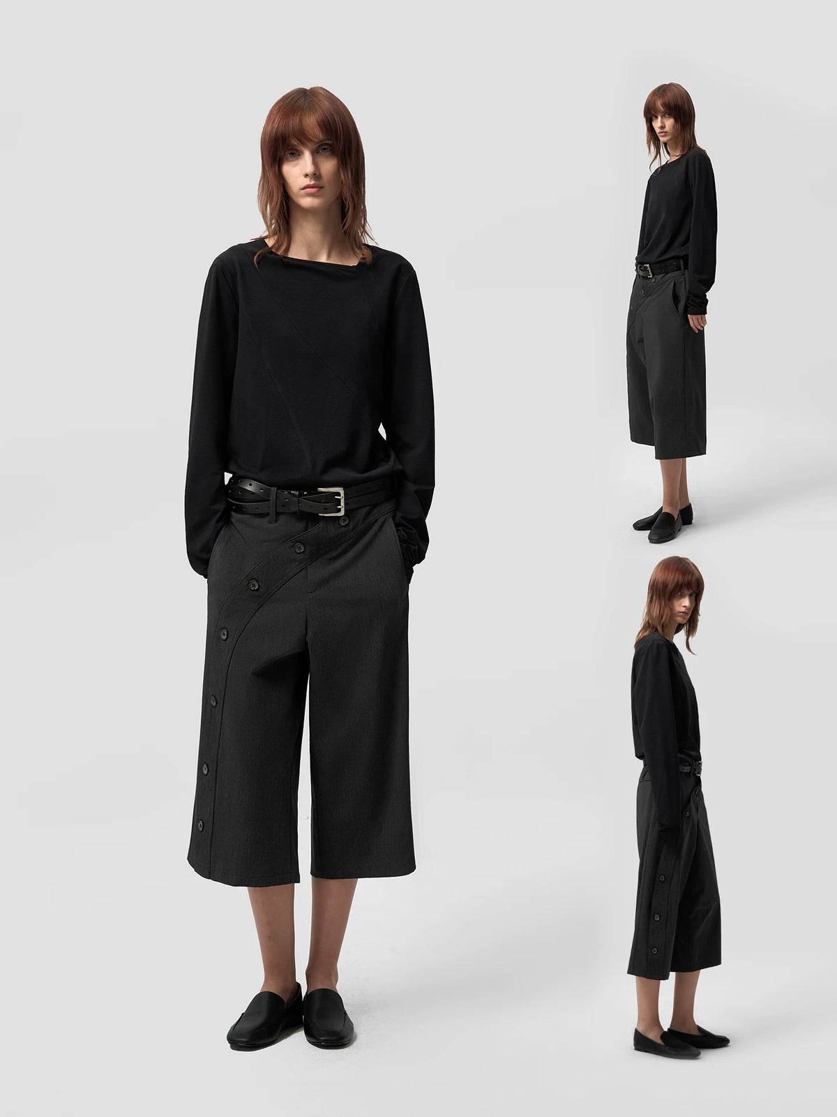ASYMMETRIC NECK LINEN BLEND LONG SLEEVE TOP 9