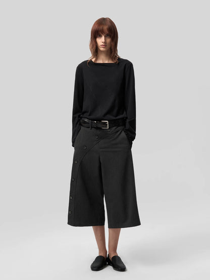 ASYMMETRIC NECK LINEN BLEND LONG SLEEVE TOP 10