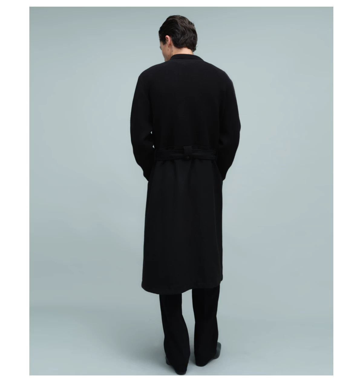 KNIT PANEL LONG COAT ブラック