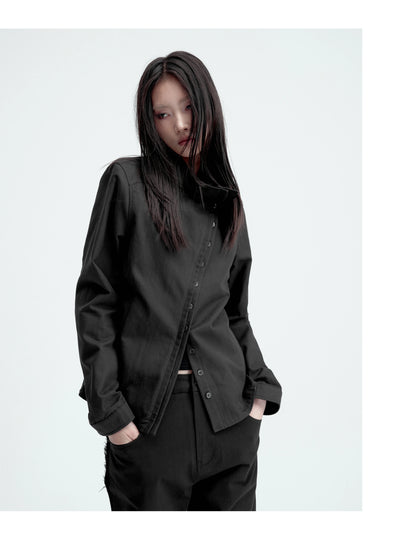 CURVED PLACKET STAND-UP JACKET