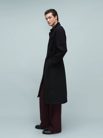 KNIT PANEL LONG COAT ブラック