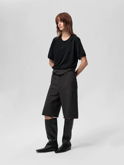 V-NECK DOUBLE LAYER T-SHIRT