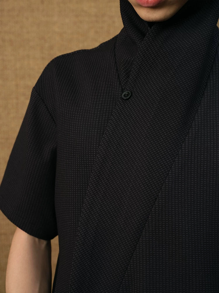 LAPEL PLAID JACQUARD SHIRT