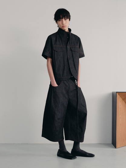 RAW DENIM SHIRT WITH SLITS