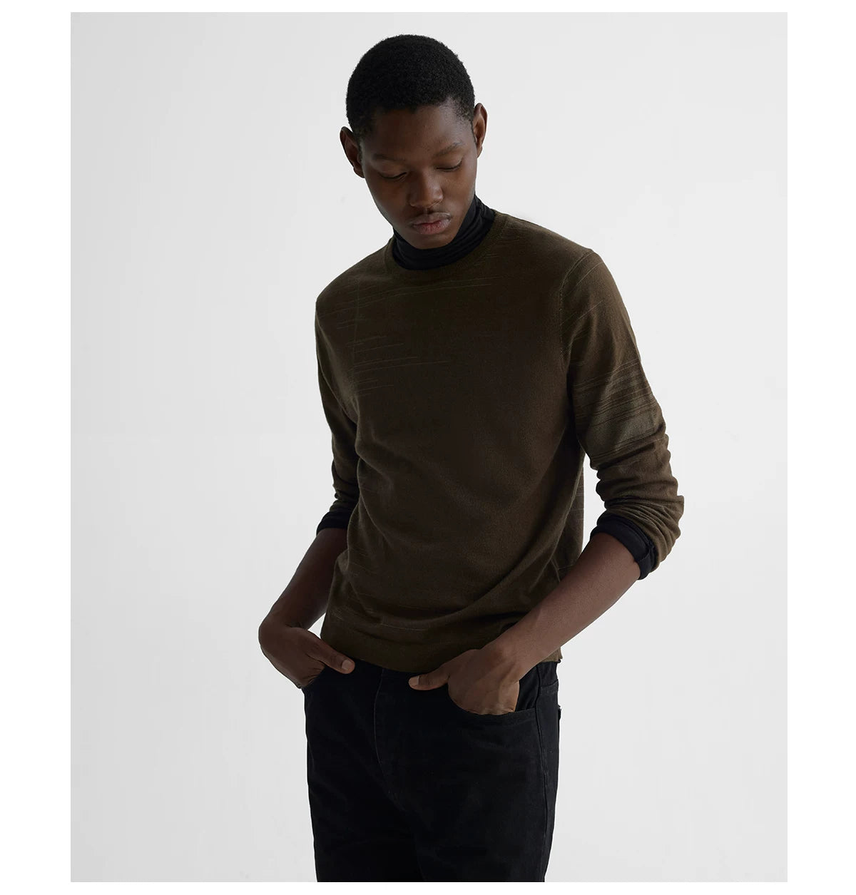 LINE JACQUARD LONG SLEEVE KNIT