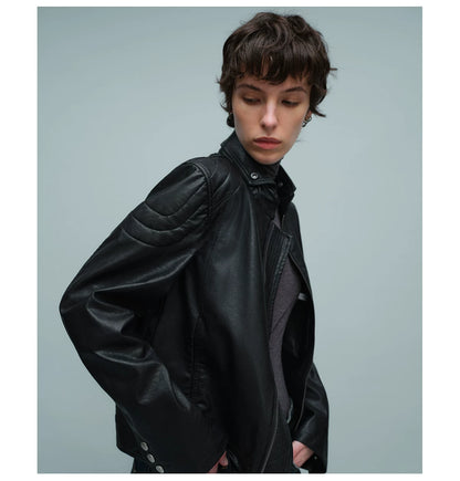 QUILTED SHOULDER BIKER JACKET ブラック 9