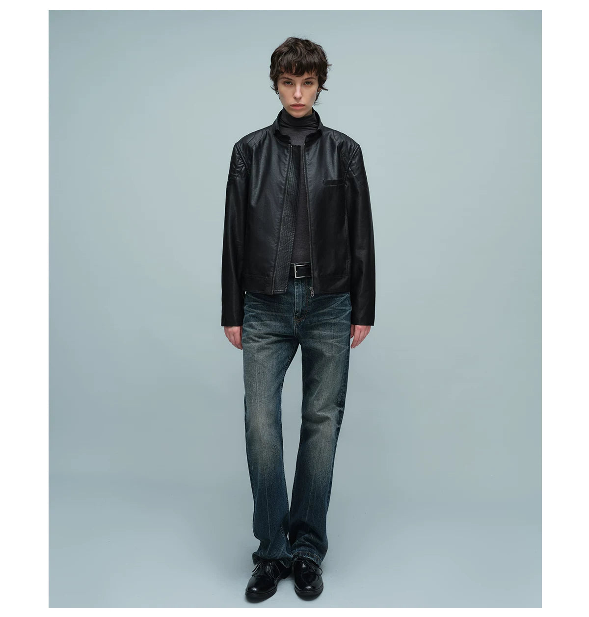 QUILTED SHOULDER BIKER JACKET ブラック 10