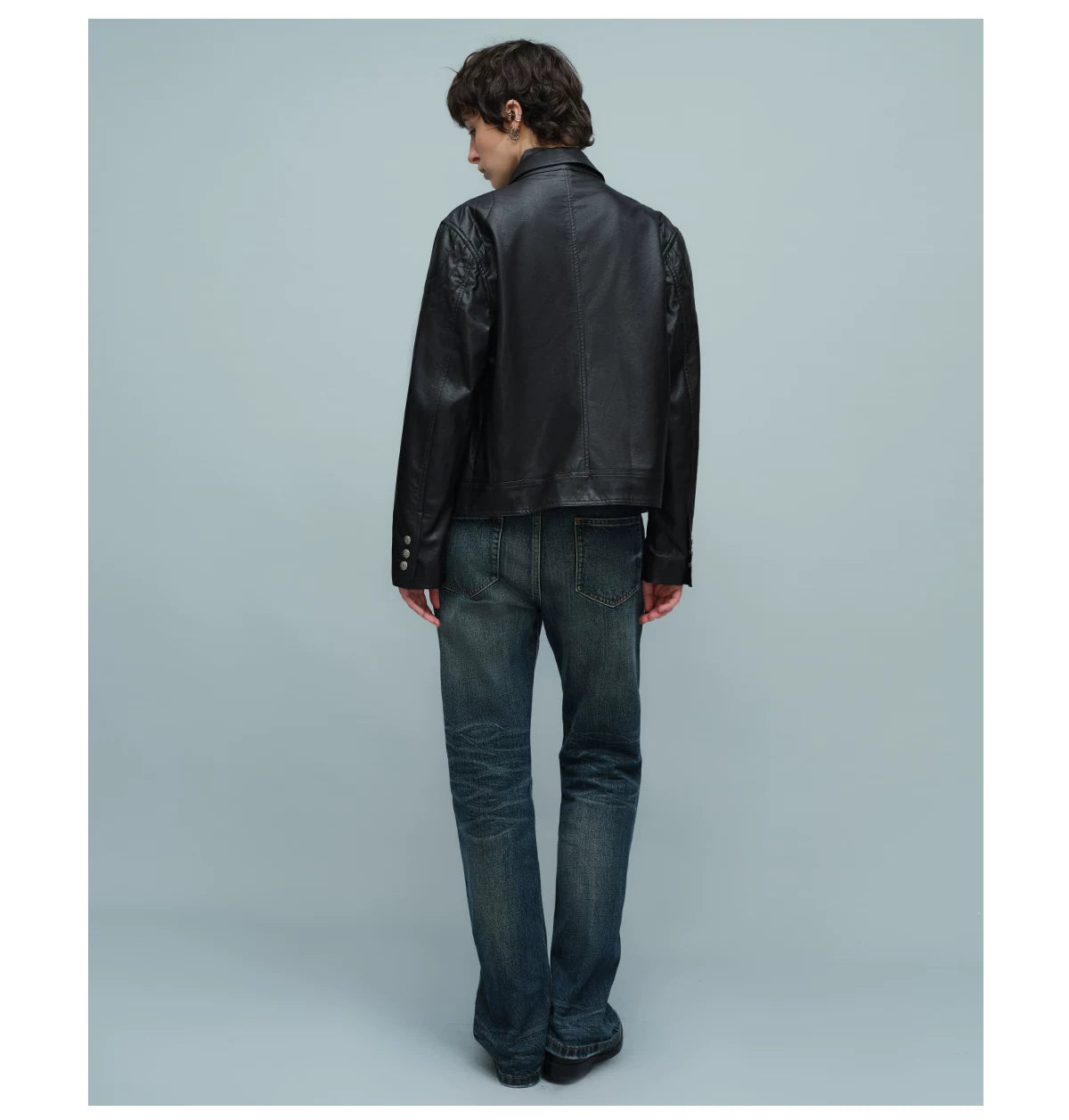 QUILTED SHOULDER BIKER JACKET ブラック 11