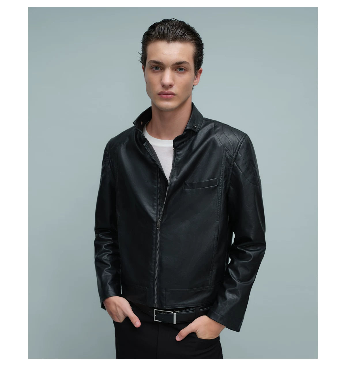 QUILTED SHOULDER BIKER JACKET ブラック 13