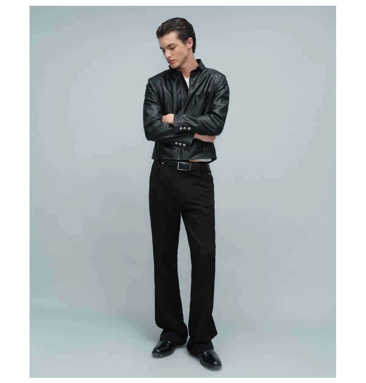 QUILTED SHOULDER BIKER JACKET ブラック 15