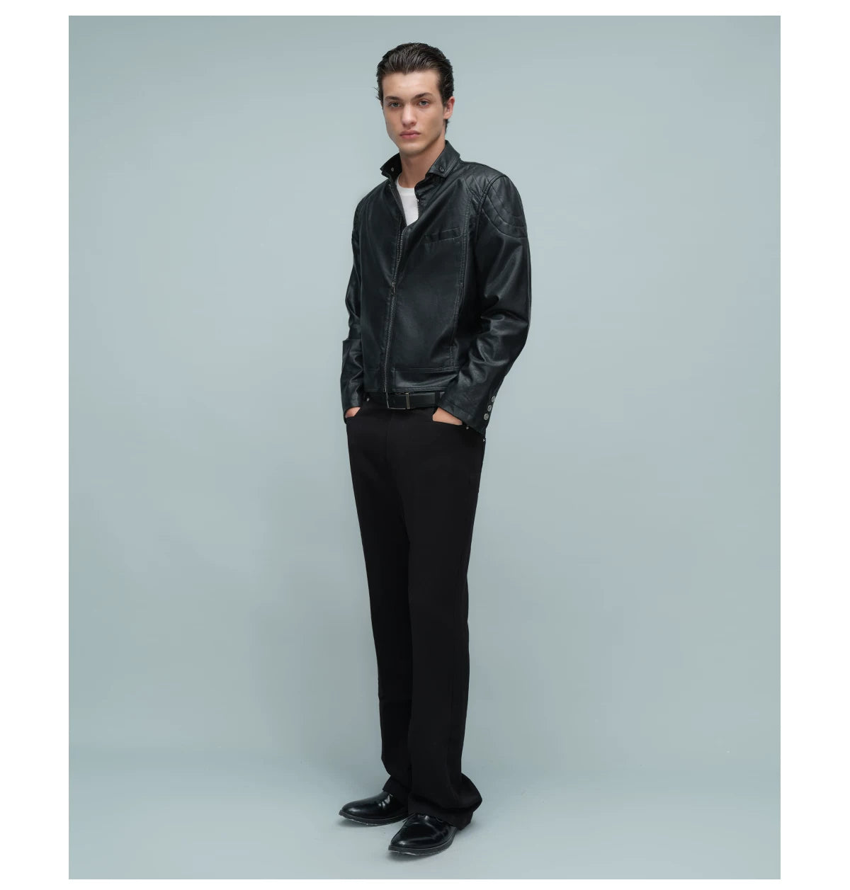 QUILTED SHOULDER BIKER JACKET ブラック 16