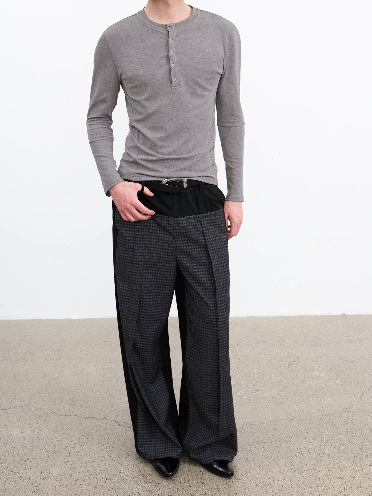 SNAP-BUTTON HENLEY LONG-SLEEVE TOP