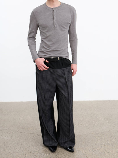 SNAP-BUTTON HENLEY LONG-SLEEVE TOP