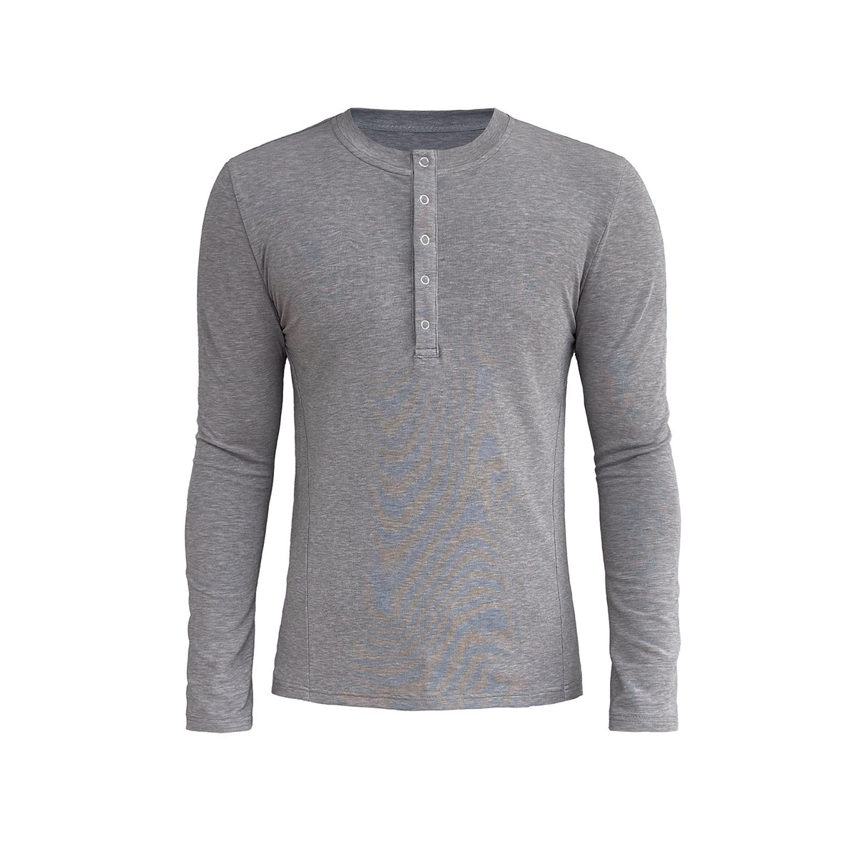 SNAP-BUTTON HENLEY LONG-SLEEVE TOP