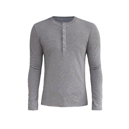 SNAP-BUTTON HENLEY LONG-SLEEVE TOP