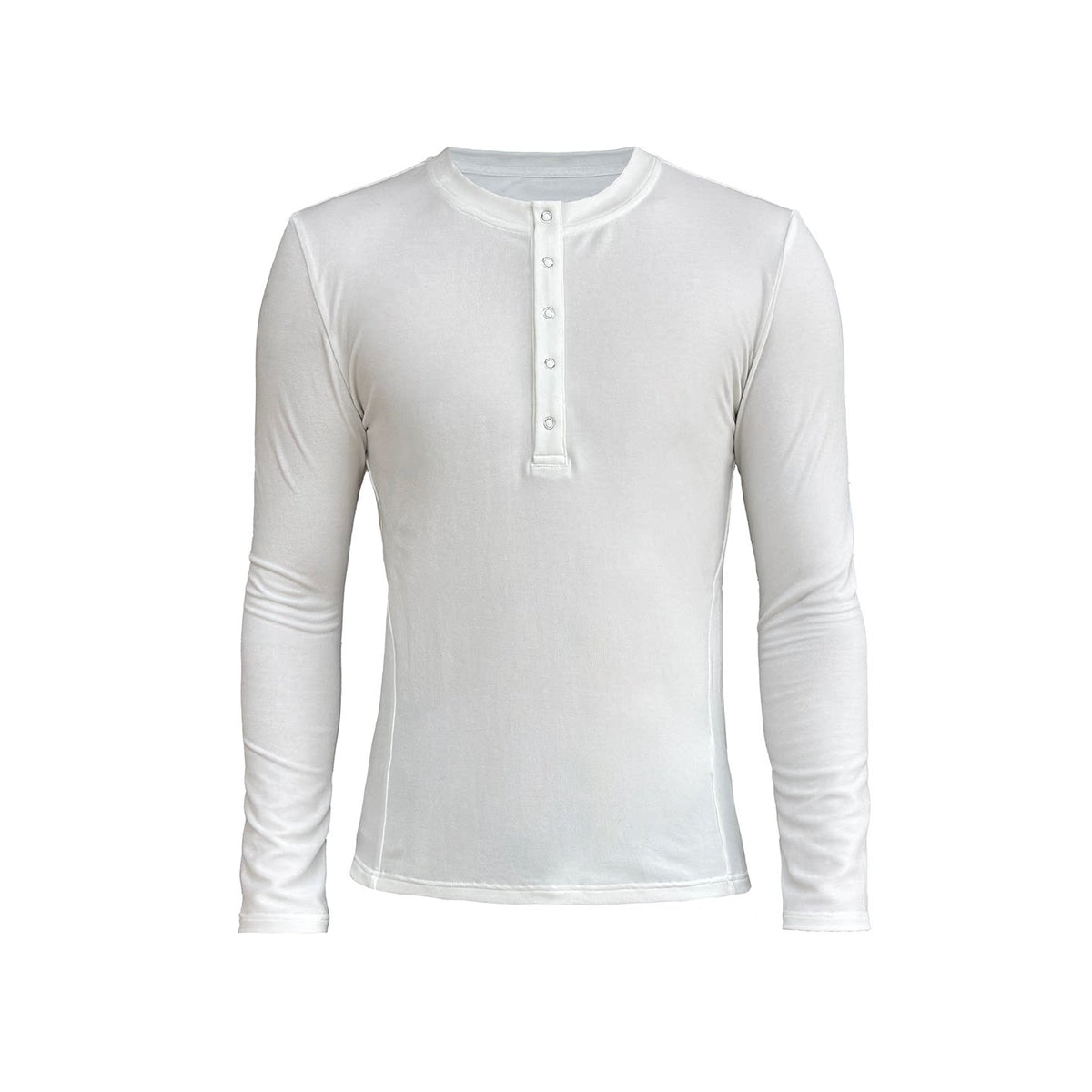 SNAP-BUTTON HENLEY LONG-SLEEVE TOP