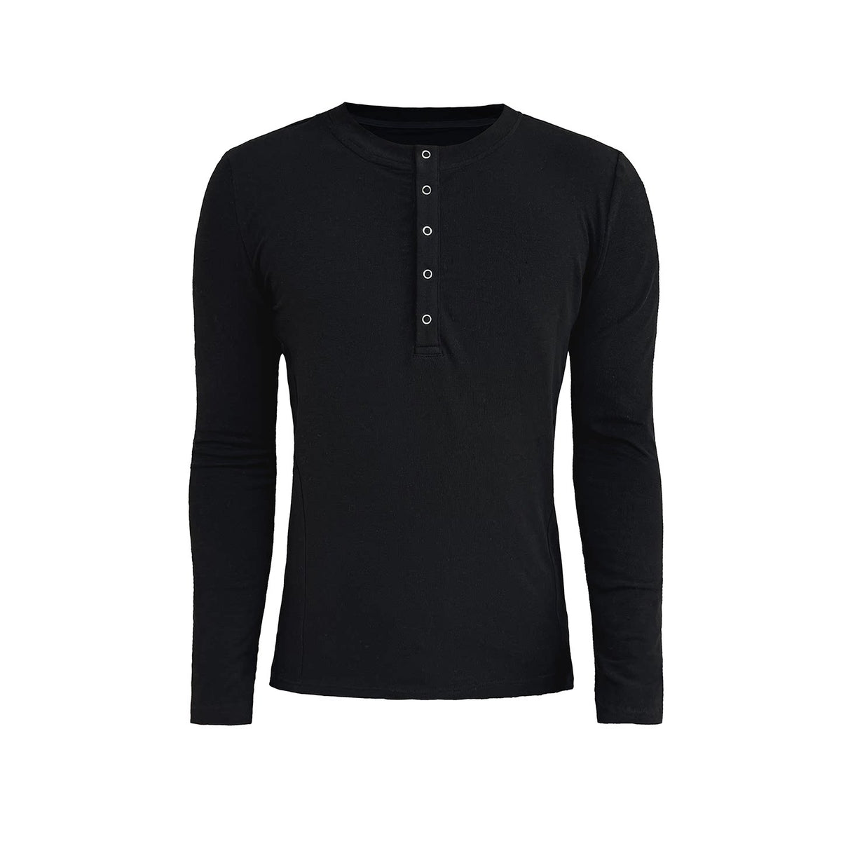 SNAP-BUTTON HENLEY LONG-SLEEVE TOP