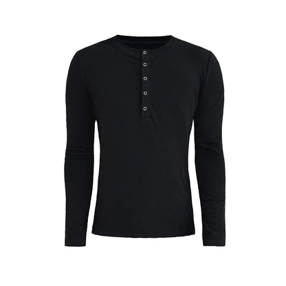 SNAP-BUTTON HENLEY LONG-SLEEVE TOP