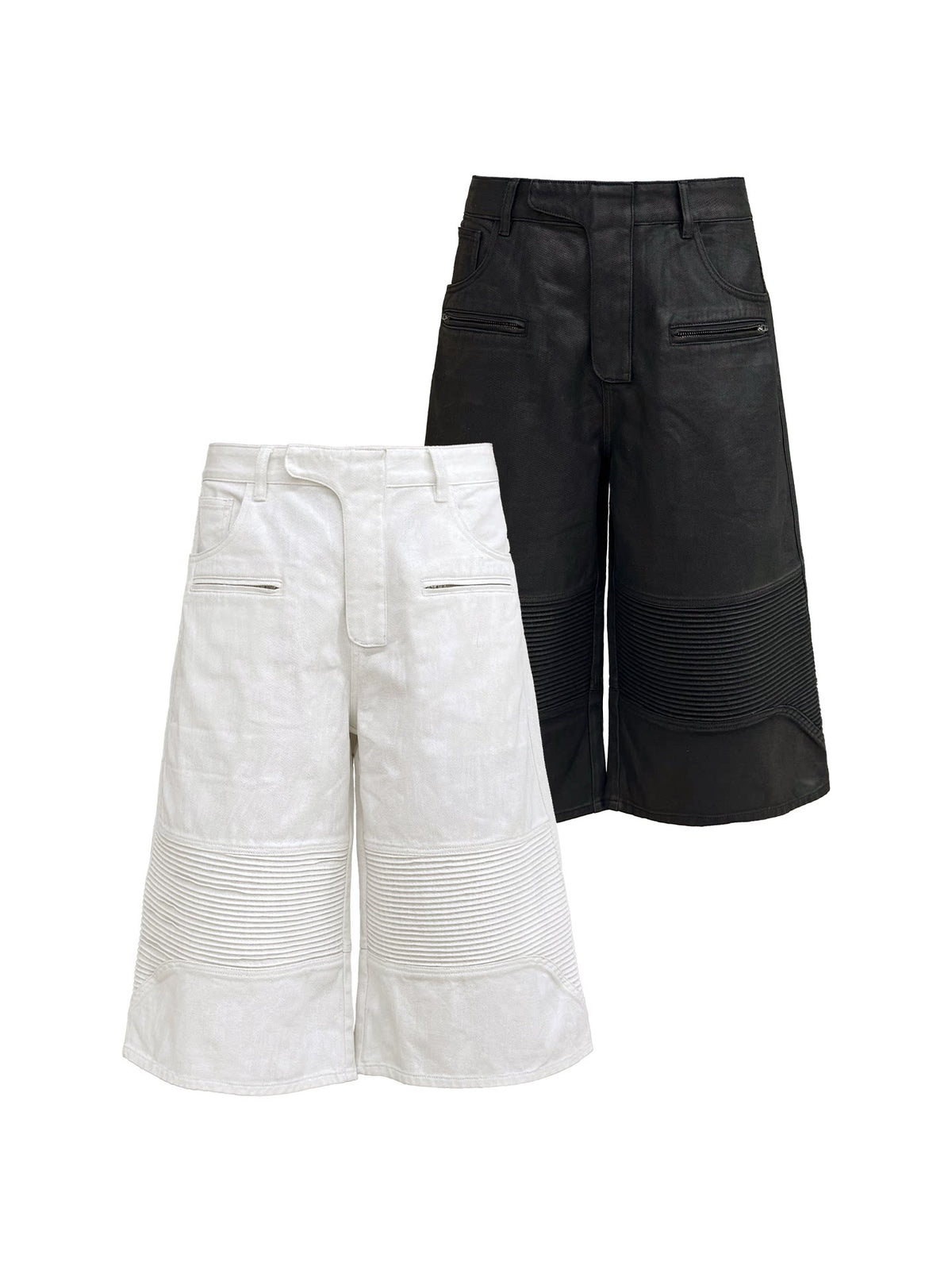 COATED BIKER CAPRI PANTS