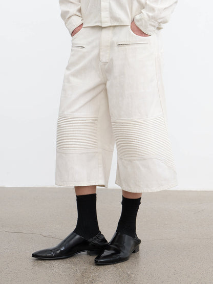 COATED BIKER CAPRI PANTS