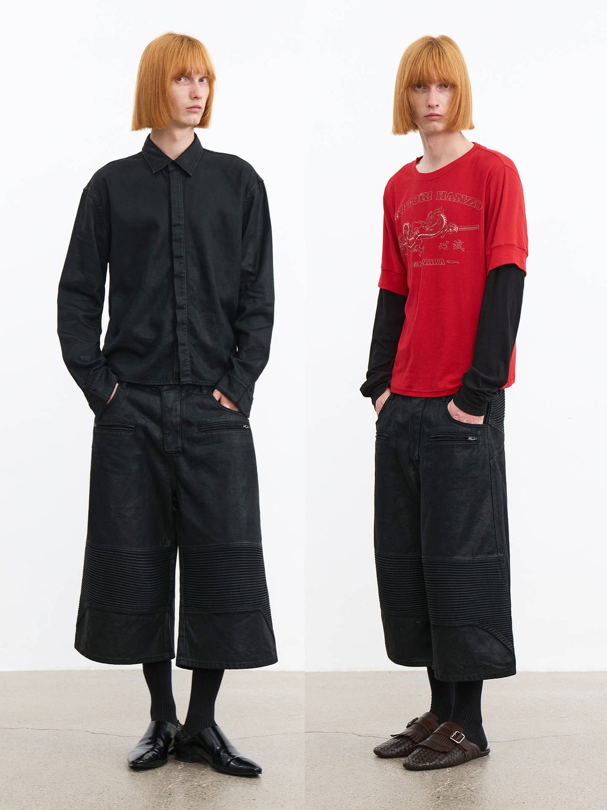 COATED BIKER CAPRI PANTS