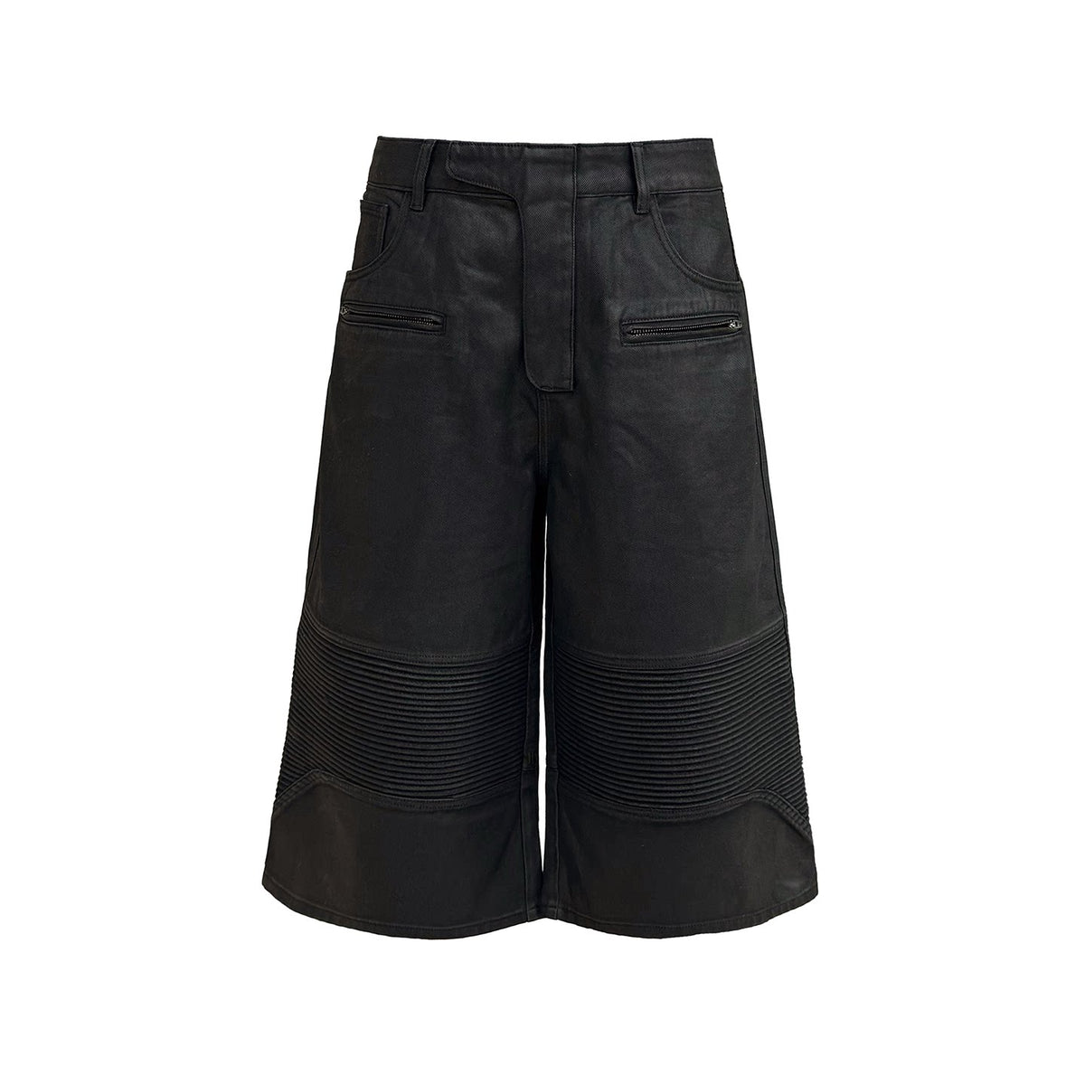 COATED BIKER CAPRI PANTS