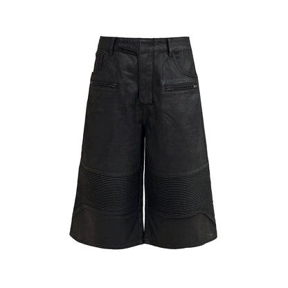 COATED BIKER CAPRI PANTS