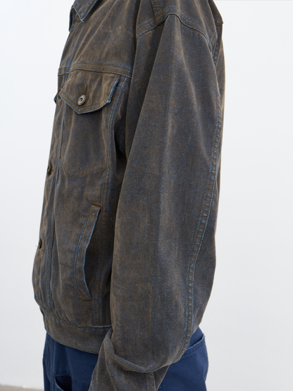 FLOCKED WASHED DENIM JACKET