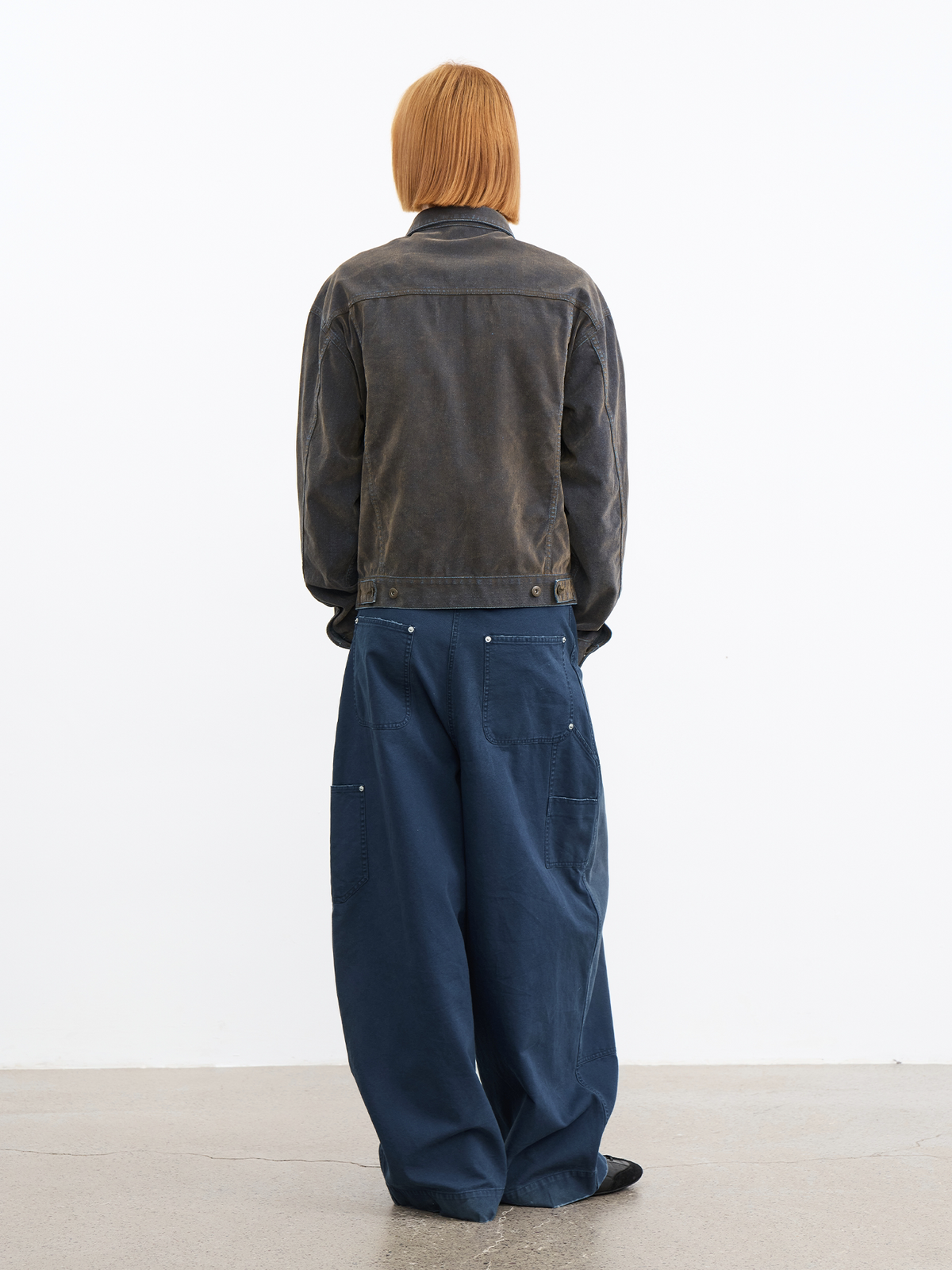 FLOCKED WASHED DENIM JACKET
