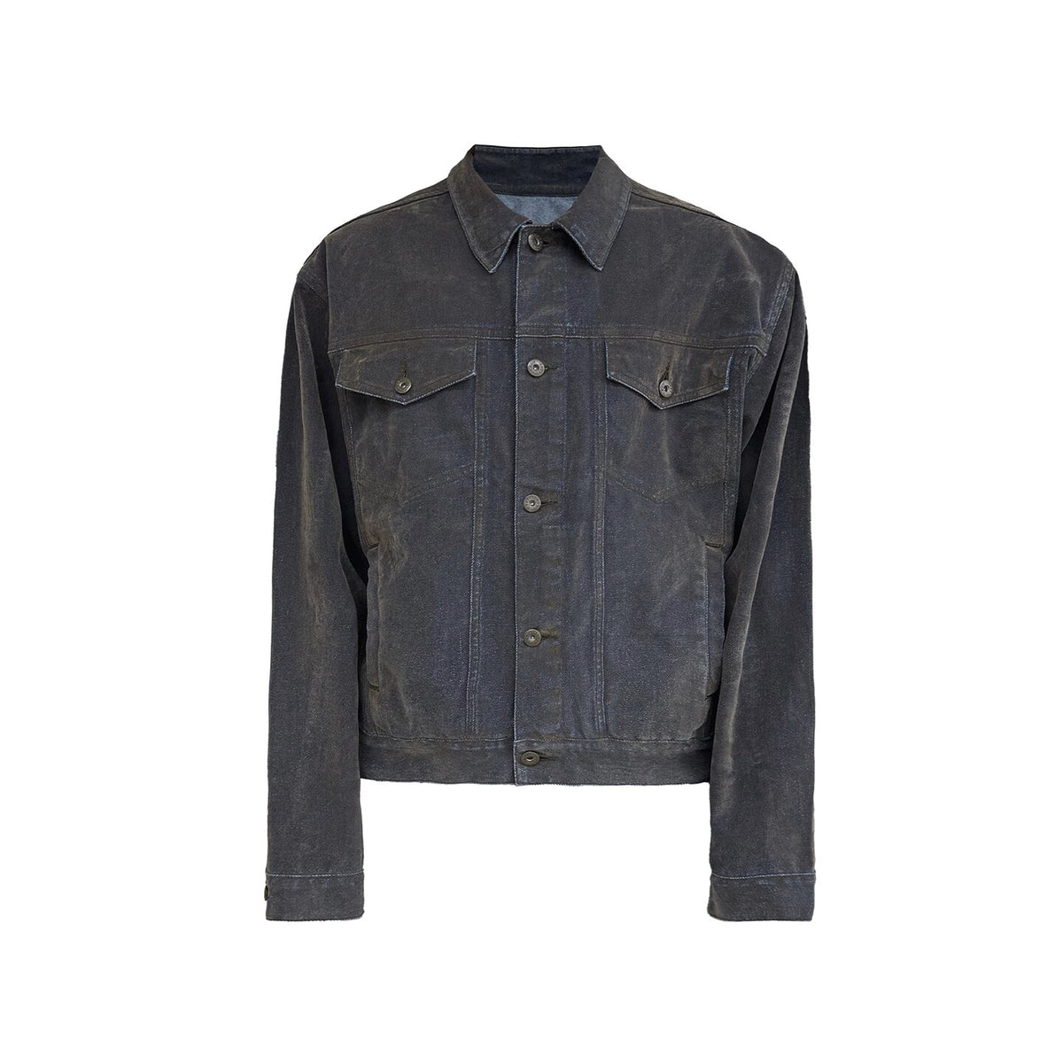 FLOCKED WASHED DENIM JACKET